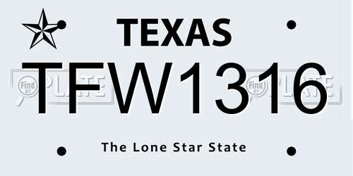 TFW1316 Texas License Plate