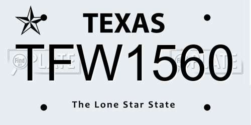 TFW1560 Texas License Plate