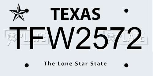 TFW2572 Texas License Plate