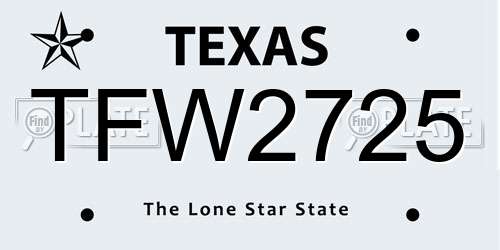 TFW2725 Texas License Plate