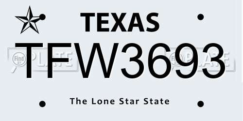 TFW3693 Texas License Plate
