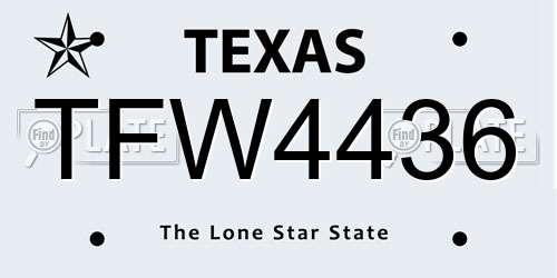 TFW4436 Texas License Plate