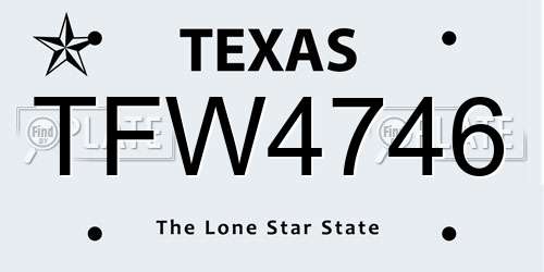 TFW4746 Texas License Plate