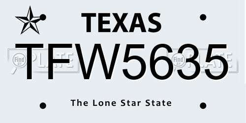 TFW5635 Texas License Plate