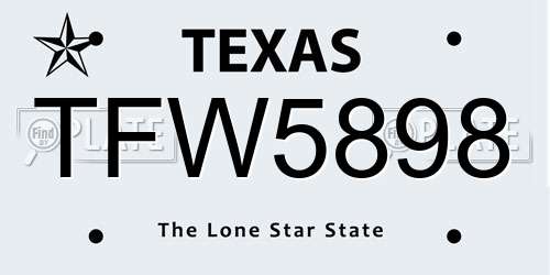 TFW5898 Texas License Plate