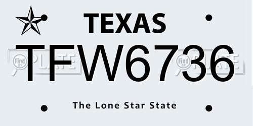 TFW6736 Texas License Plate