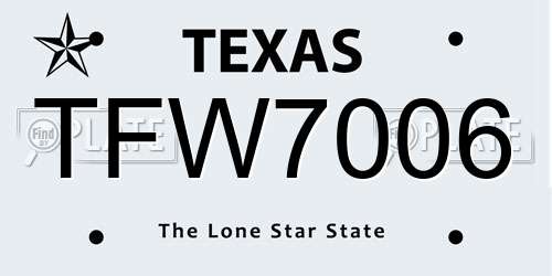 TFW7006 Texas License Plate