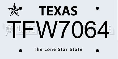 TFW7064 Texas License Plate