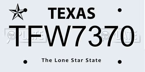 TFW7370 Texas License Plate