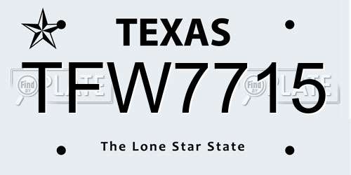 TFW7715 Texas License Plate