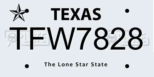 TFW7828 Texas License Plate