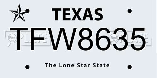TFW8635 Texas License Plate