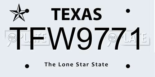 TFW9771 Texas License Plate