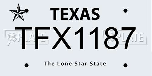 TFX1187 Texas License Plate