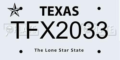 TFX2033 Texas License Plate