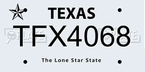 TFX4068 Texas License Plate