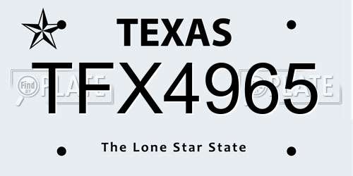 TFX4965 Texas License Plate