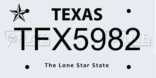 TFX5982 Texas License Plate