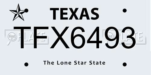 TFX6493 Texas License Plate