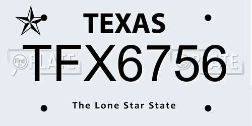 TFX6756 Texas License Plate
