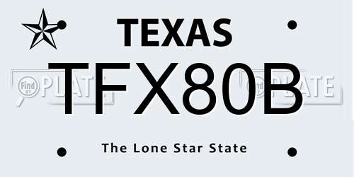 TFX80B Texas License Plate