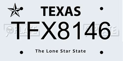 TFX8146 Texas License Plate
