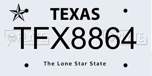 TFX8864 Texas License Plate