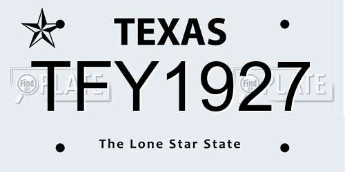 TFY1927 Texas License Plate