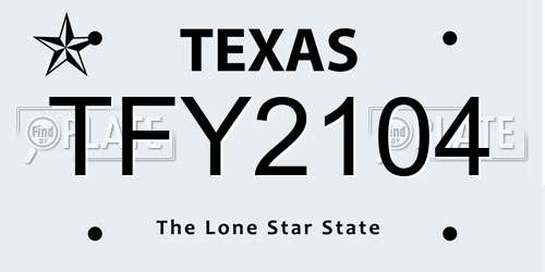 TFY2104 Texas License Plate