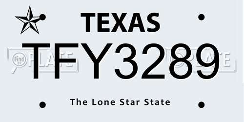 TFY3289 Texas License Plate