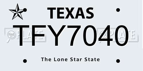 TFY7040 Texas License Plate