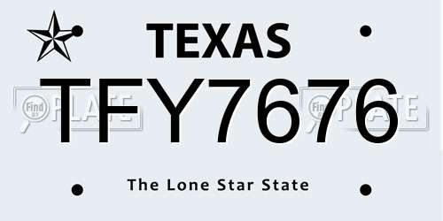 TFY7676 Texas License Plate