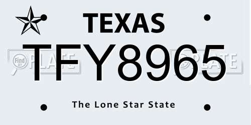 TFY8965 Texas License Plate