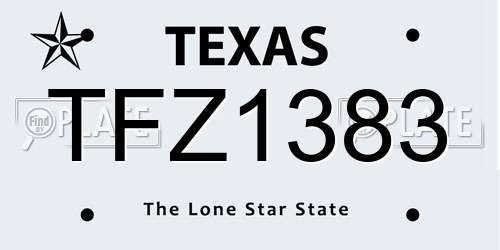 TFZ1383 Texas License Plate