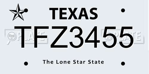 TFZ3455 Texas License Plate