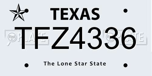 TFZ4336 Texas License Plate