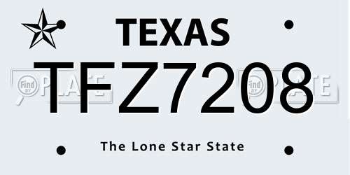 TFZ7208 Texas License Plate
