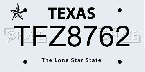 TFZ8762 Texas License Plate