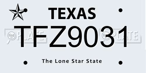 TFZ9031 Texas License Plate