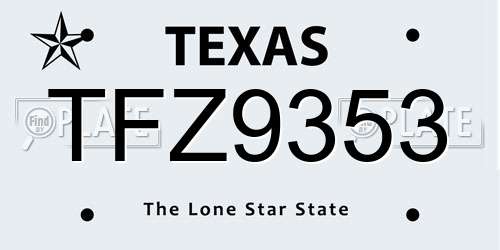 TFZ9353 Texas License Plate