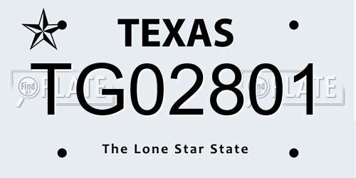TG02801 Texas License Plate