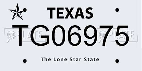 TG06975 Texas License Plate