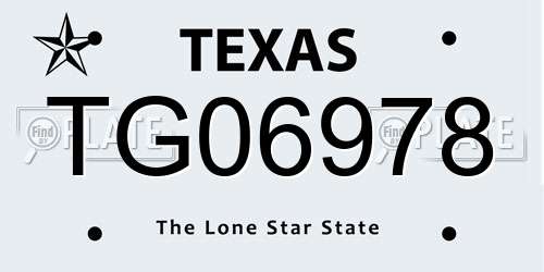 TG06978 Texas License Plate