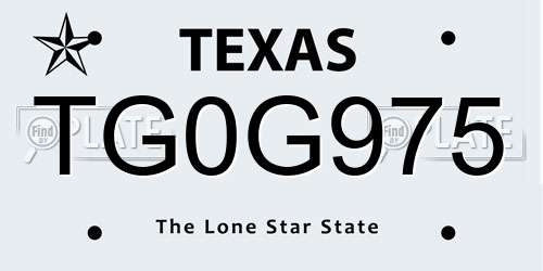 TG0G975 Texas License Plate