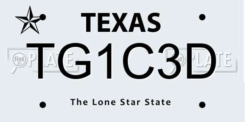 TG1C3D Texas License Plate