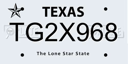 TG2X968 Texas License Plate