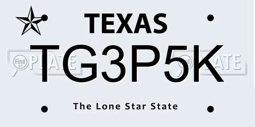 TG3P5K Texas License Plate