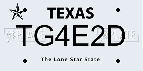 TG4E2D Texas License Plate