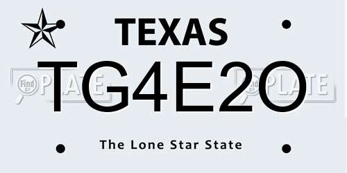 TG4E2O Texas License Plate