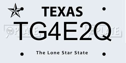 TG4E2Q Texas License Plate